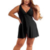 9018-698 Купальник-платье черный с высокими плавками ODS | Plus Size S–7XL